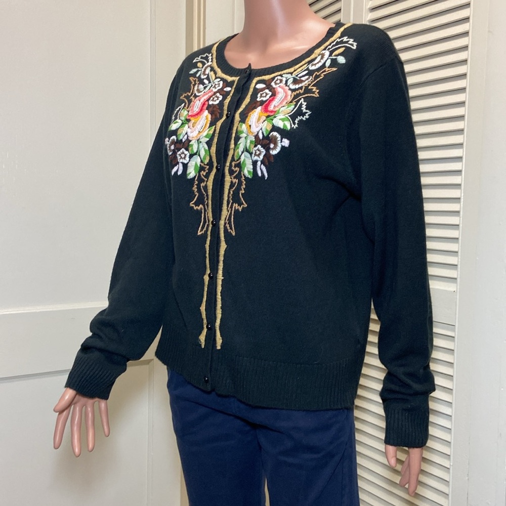 Large Soft Surroundings Button Down Black Embroid… - image 2